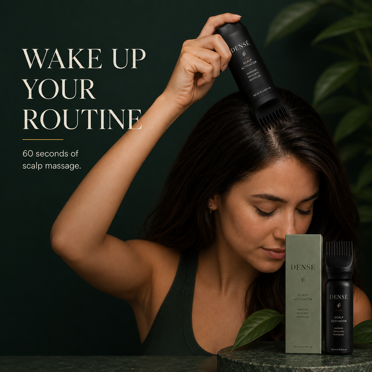 Using the Densé Scalp Activator as part of a 60-second scalp massage routine